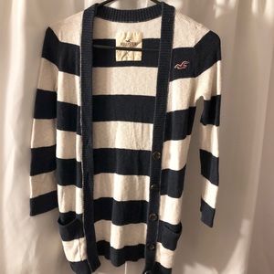 Hollister Medium Blue & White striped cardigan